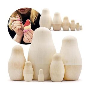 AEVVV Juego de 6 muñecas anidadas en blanco Muñecas rusas_1