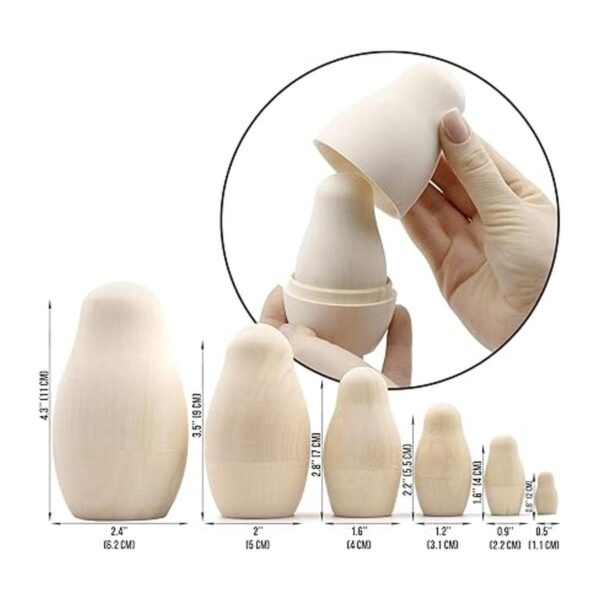 AEVVV Juego de 6 muñecas anidadas en blanco Muñecas rusas_2