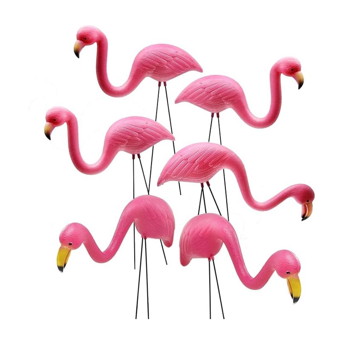 GiftExpress Juego de 6 pequeños adornos de flamenco rosa
