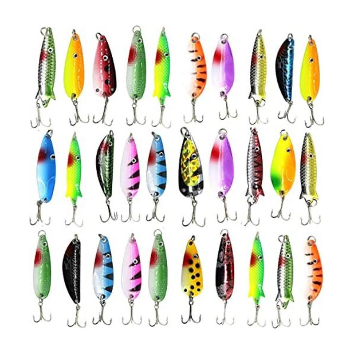 Kit de señuelos de pesca de metal con cuchara de pesca 30