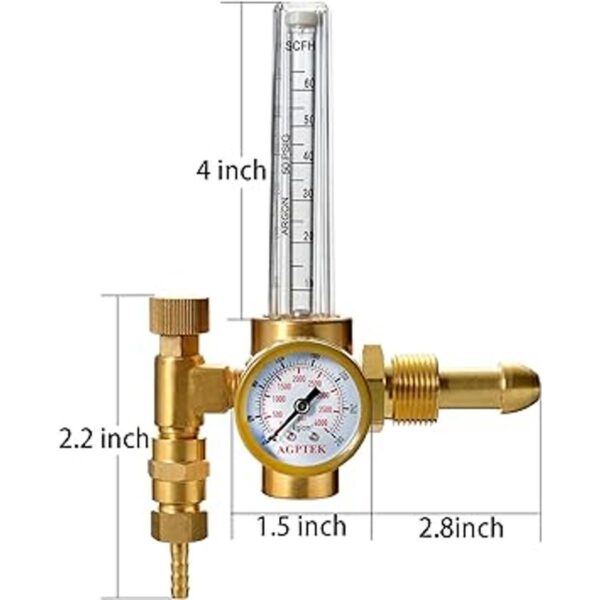 AGPtek Argón MIG TIG de CO2 medidor de flujo regulador