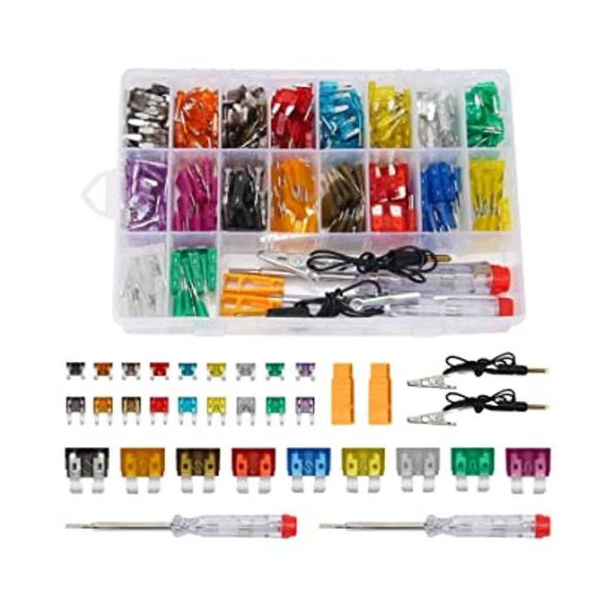 Kit surtido de 306 fusibles de coche con 2 probadores de