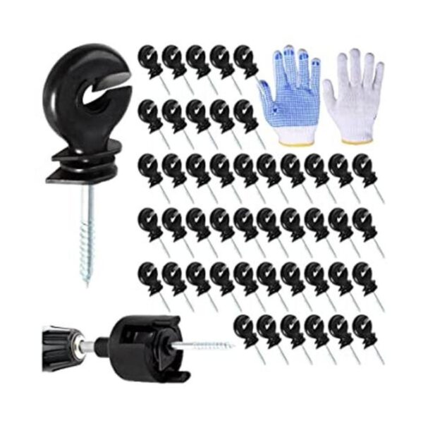 50 aisladores eléctricos negros para vallas aisladores_1