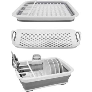 Ahyuan Estante plegable para secar platos con bandeja para