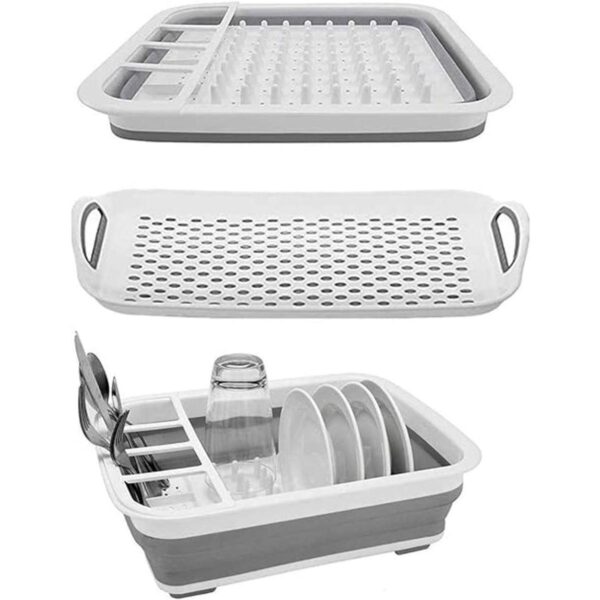 Ahyuan Estante plegable para secar platos con bandeja para