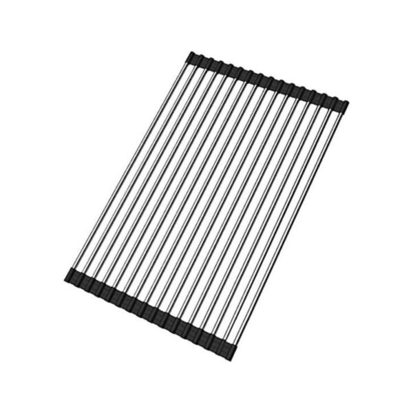 Escurreplatos plegable de acero inoxidable se enrolla