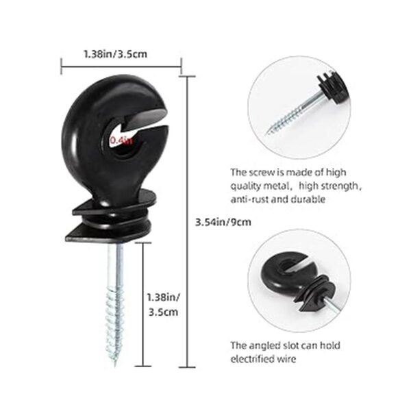 50 aisladores eléctricos negros para vallas aisladores_3