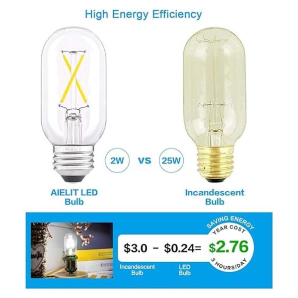 AIELIT Bombilla LED de 2 W E26 equivalente a 25 W luz_3