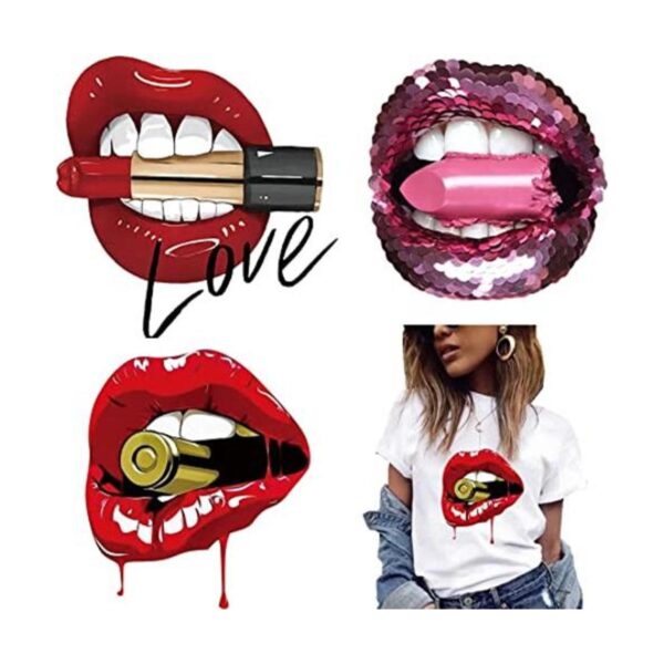 Parche de transferencia de labios para ropa 3 piezas de