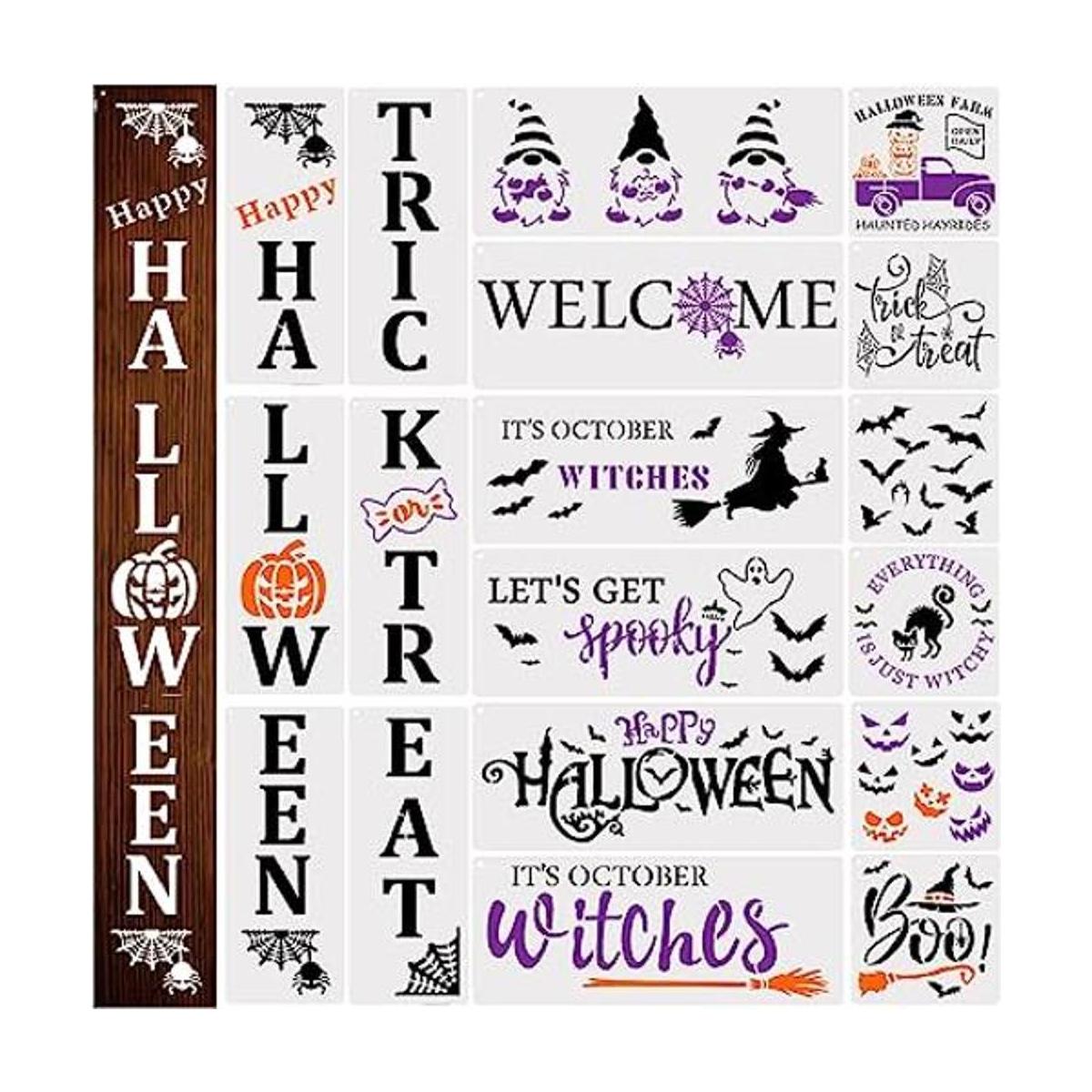 AIEX 18 plantillas de Halloween para pintar sobre madera