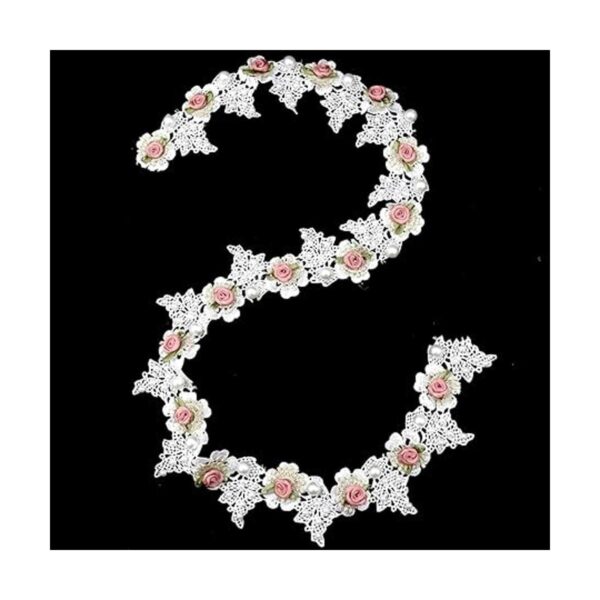 Cinta de encaje bordada con cuentas de perlas de flores_4