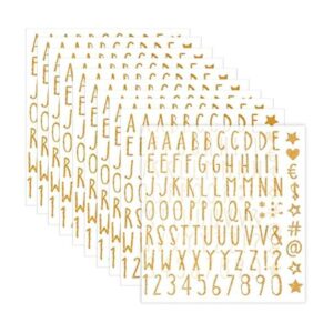 AIEX 10 hojas de calcomanías de letras doradas con