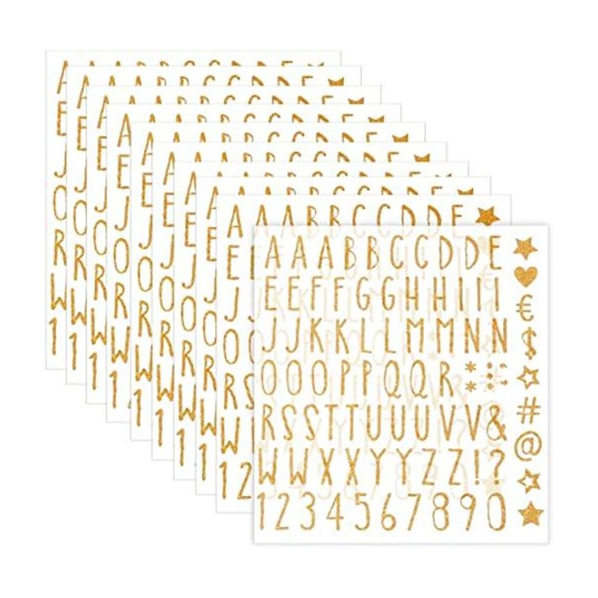 AIEX 10 hojas de calcomanías de letras doradas con