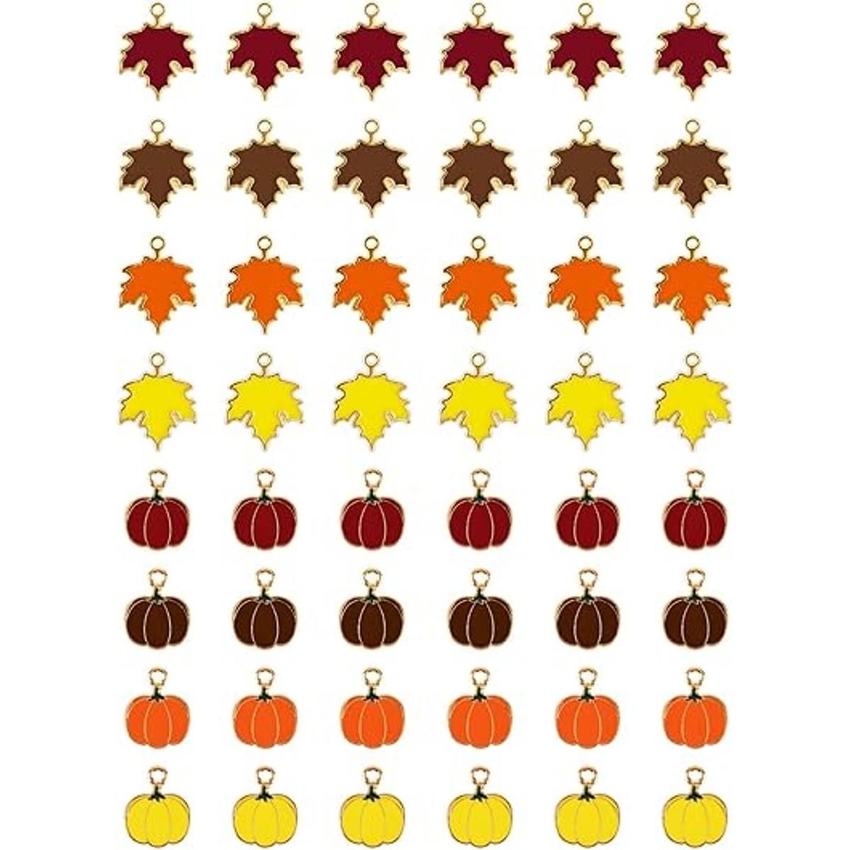 AIEX 48 dijes de otoño dijes de hojas de arce de otoño