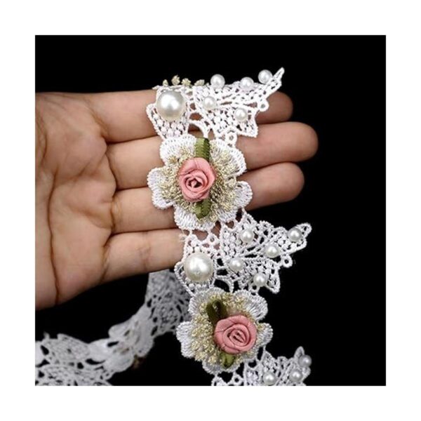 Cinta de encaje bordada con cuentas de perlas de flores_3