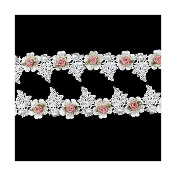 Cinta de encaje bordada con cuentas de perlas de flores_2
