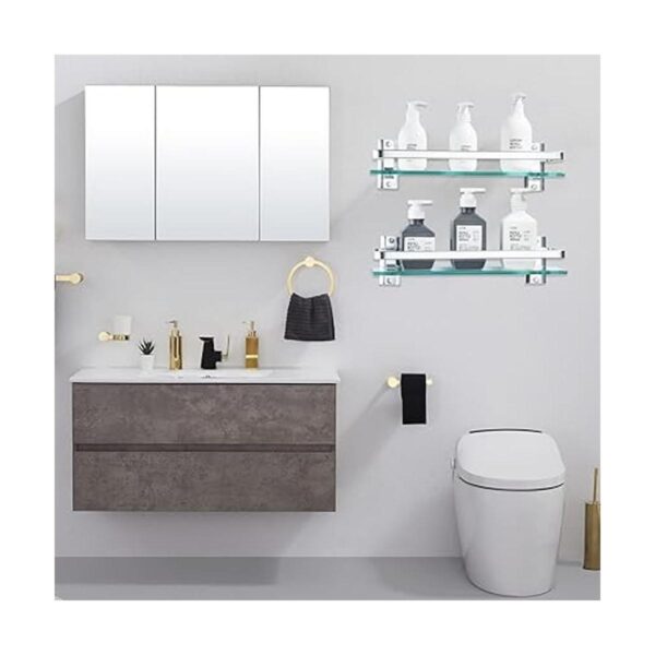 Paquete de 3 estantes de vidrio para baño vidrio templado_2