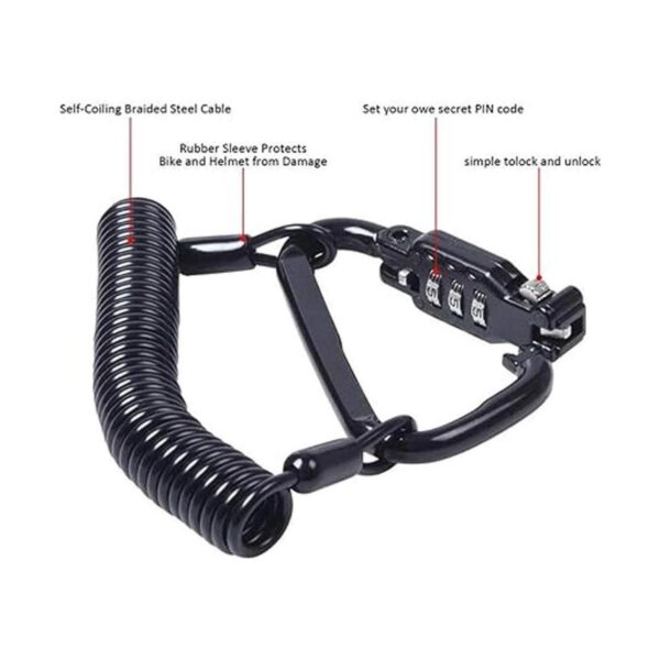 Ailelan Motorcycle Helmet Lock Cable Sleek Black Tough