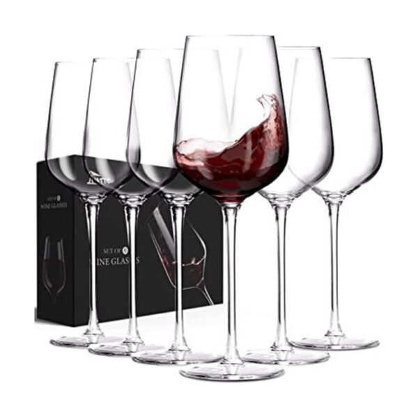 Juego de 6 copas de vino vidrio de cristal con tallo para