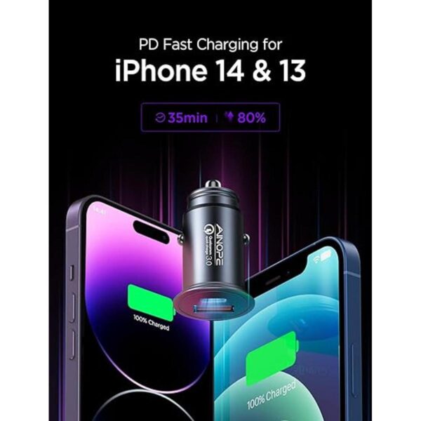 AINOPE Cargador de coche USB C de 48 W para iPhone carga_4