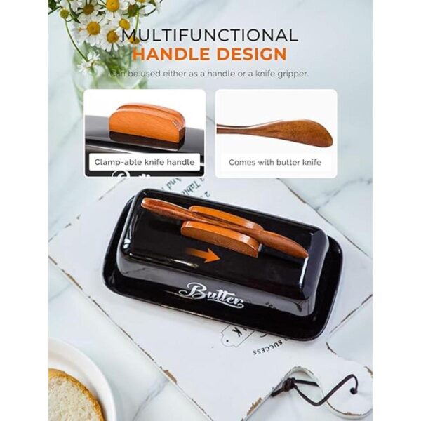 Mantequilla con tapa y cuchillo soporte de cerámica para_2