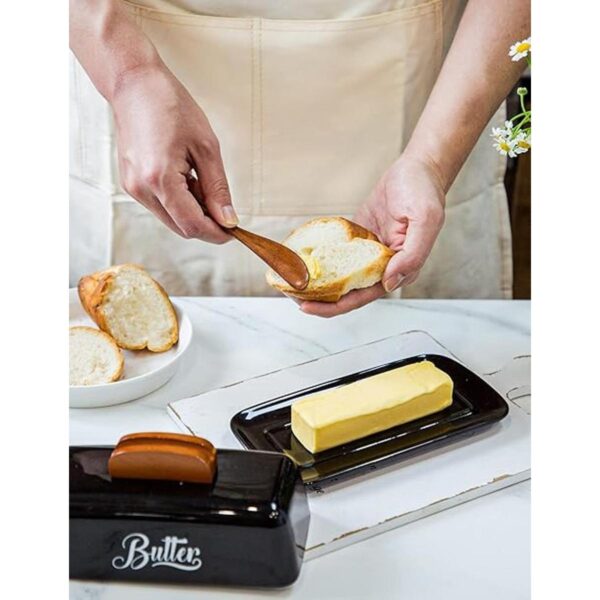 Mantequilla con tapa y cuchillo soporte de cerámica para_5