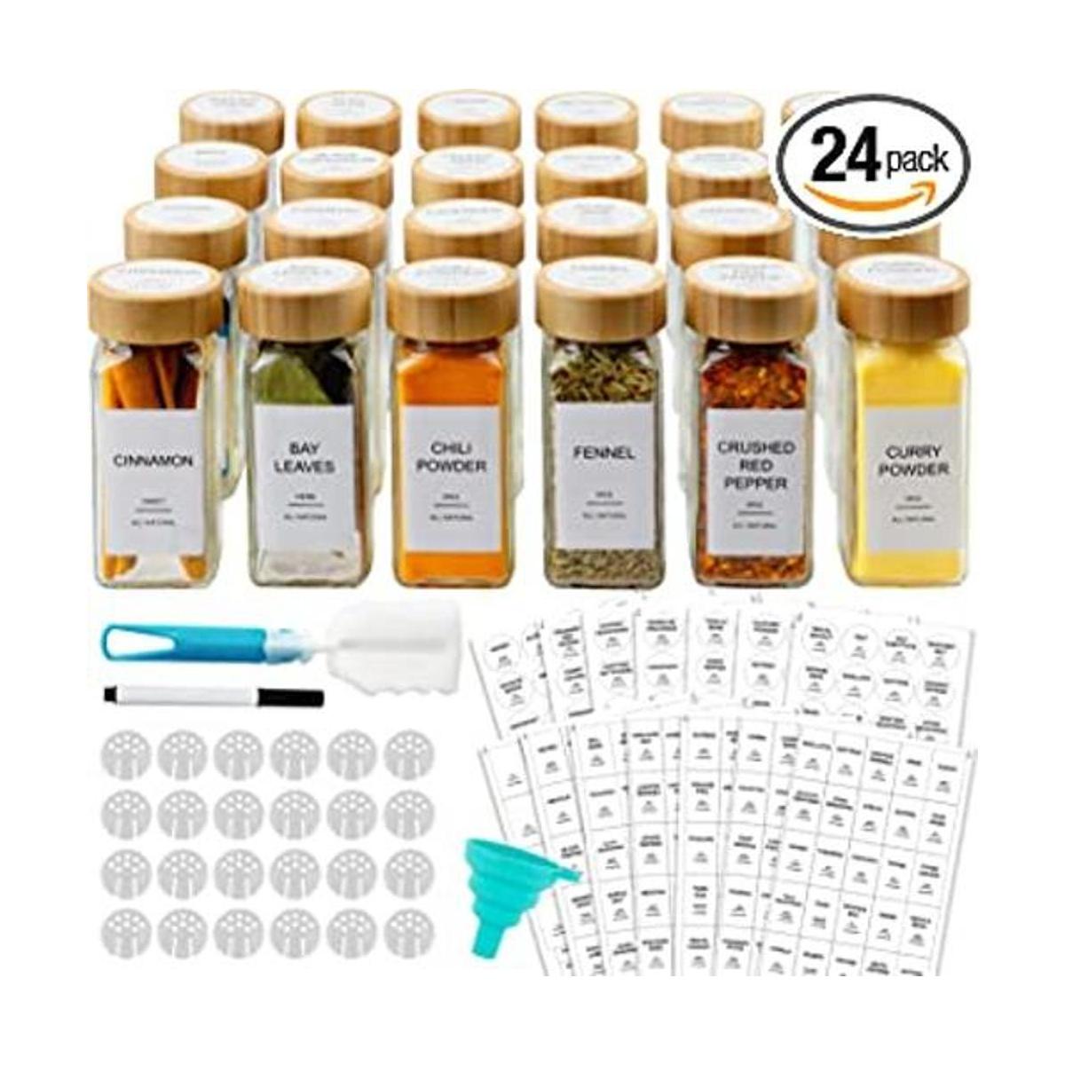 AISIPRIN 24 tarros de especias de vidrio con tapas
