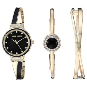 Anne Klein Juego de reloj y brazalete acentuado de cristal_1