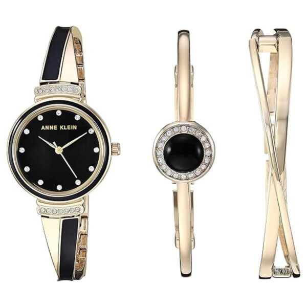 Anne Klein Juego de reloj y brazalete acentuado de cristal_1