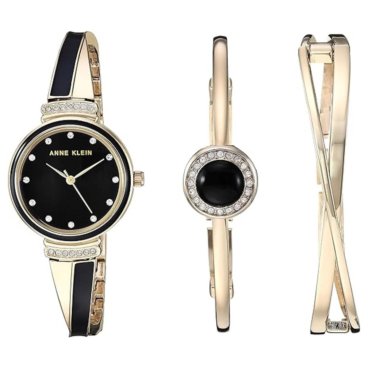 Anne Klein Juego de reloj y brazalete acentuado de cristal