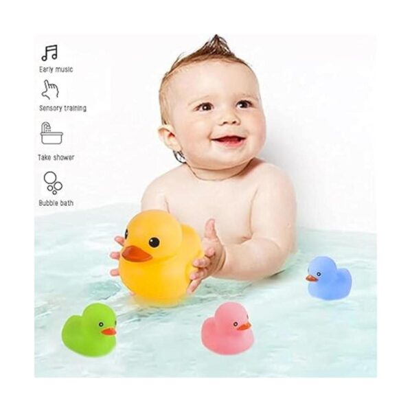 Juguetes de pato de baño 4 piezas familiares de goma_2