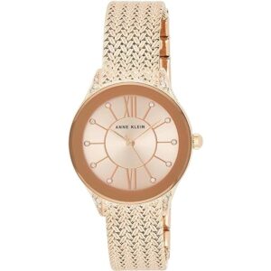Anne Klein Reloj de pulsera de malla acentuada con cristal_1