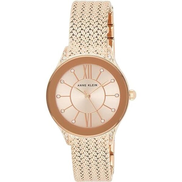 Anne Klein Reloj de pulsera de malla acentuada con cristal_1