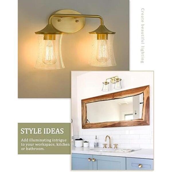 AKEZON Brushed Gold Bathroom Light Fixtures 2Light Modern_3