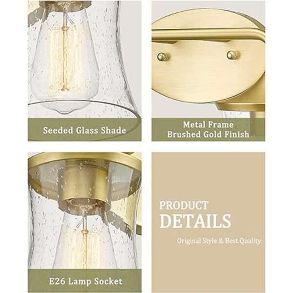 AKEZON Brushed Gold Bathroom Light Fixtures 2Light Modern_4