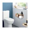 Soporte de pared de madera para papel higiénico con