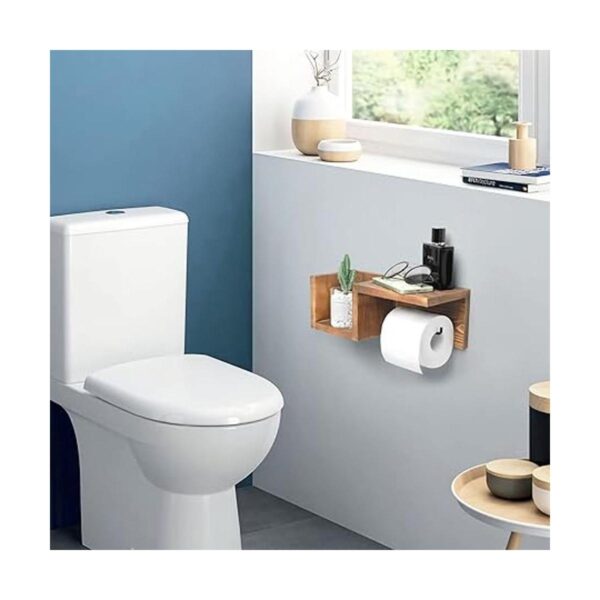 Soporte de pared de madera para papel higiénico con
