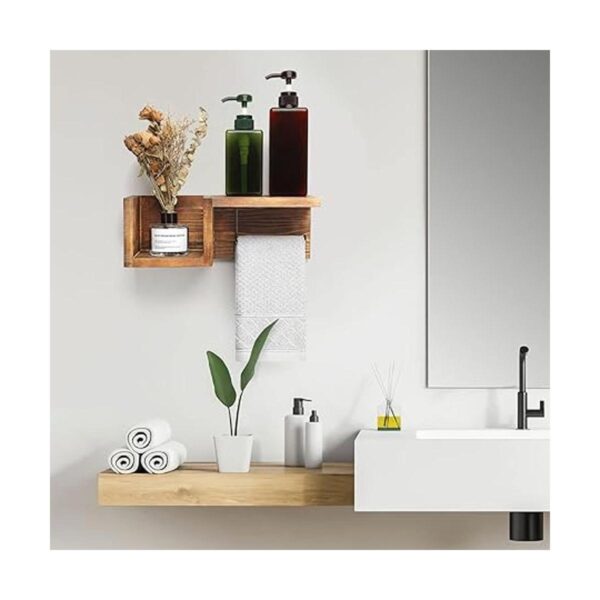 Soporte de pared de madera para papel higiénico con
