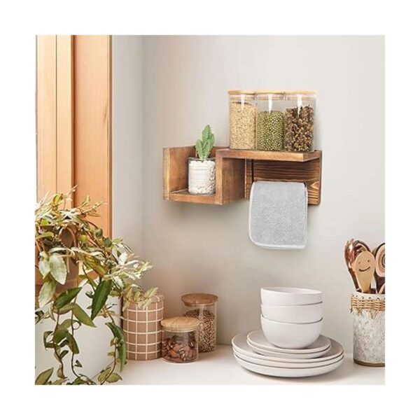 Soporte de pared de madera para papel higiénico con