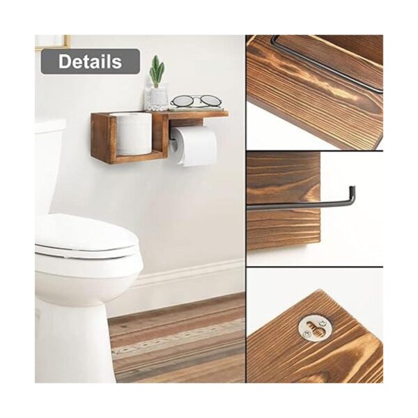 Soporte de pared de madera para papel higiénico con