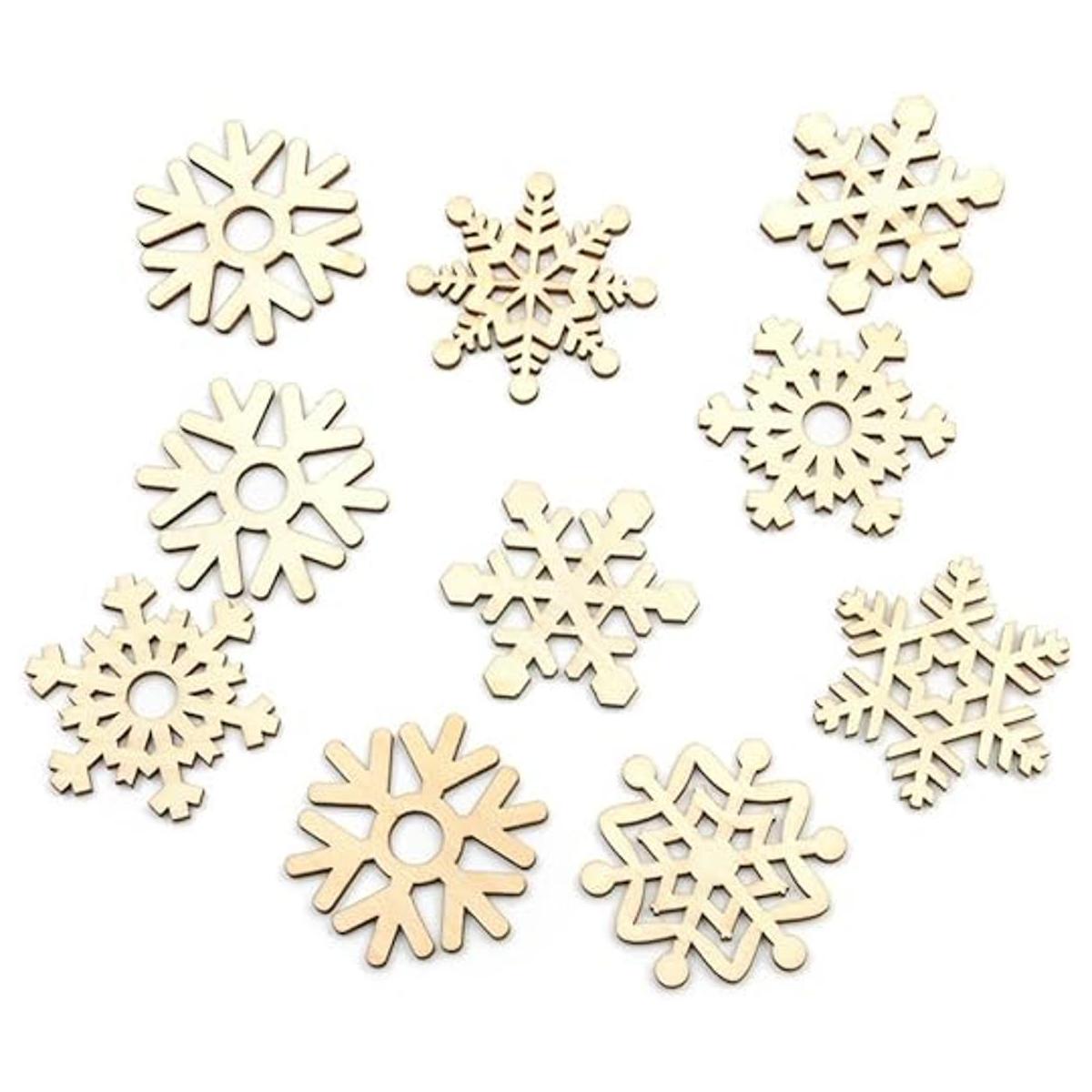 Variform copos de nieve de madera recortes adornos