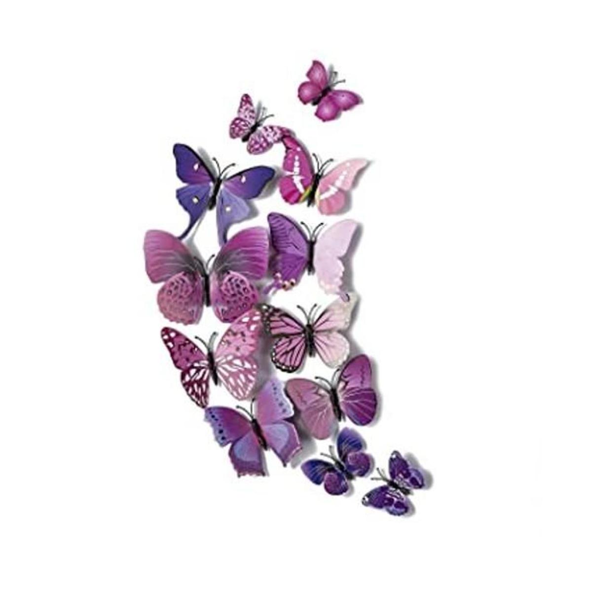 AKOAK 24 calcomanías de pared de mariposa 3D con goma de