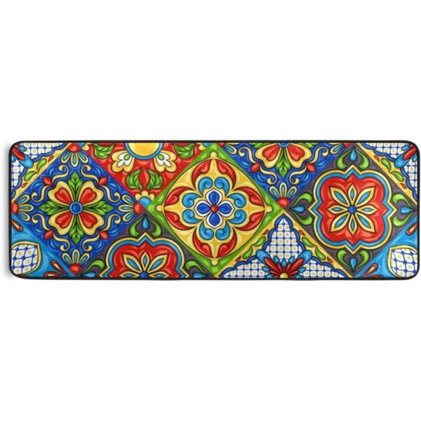 ALAZA Alfombra de pasillo con diseño étnico mexicano
