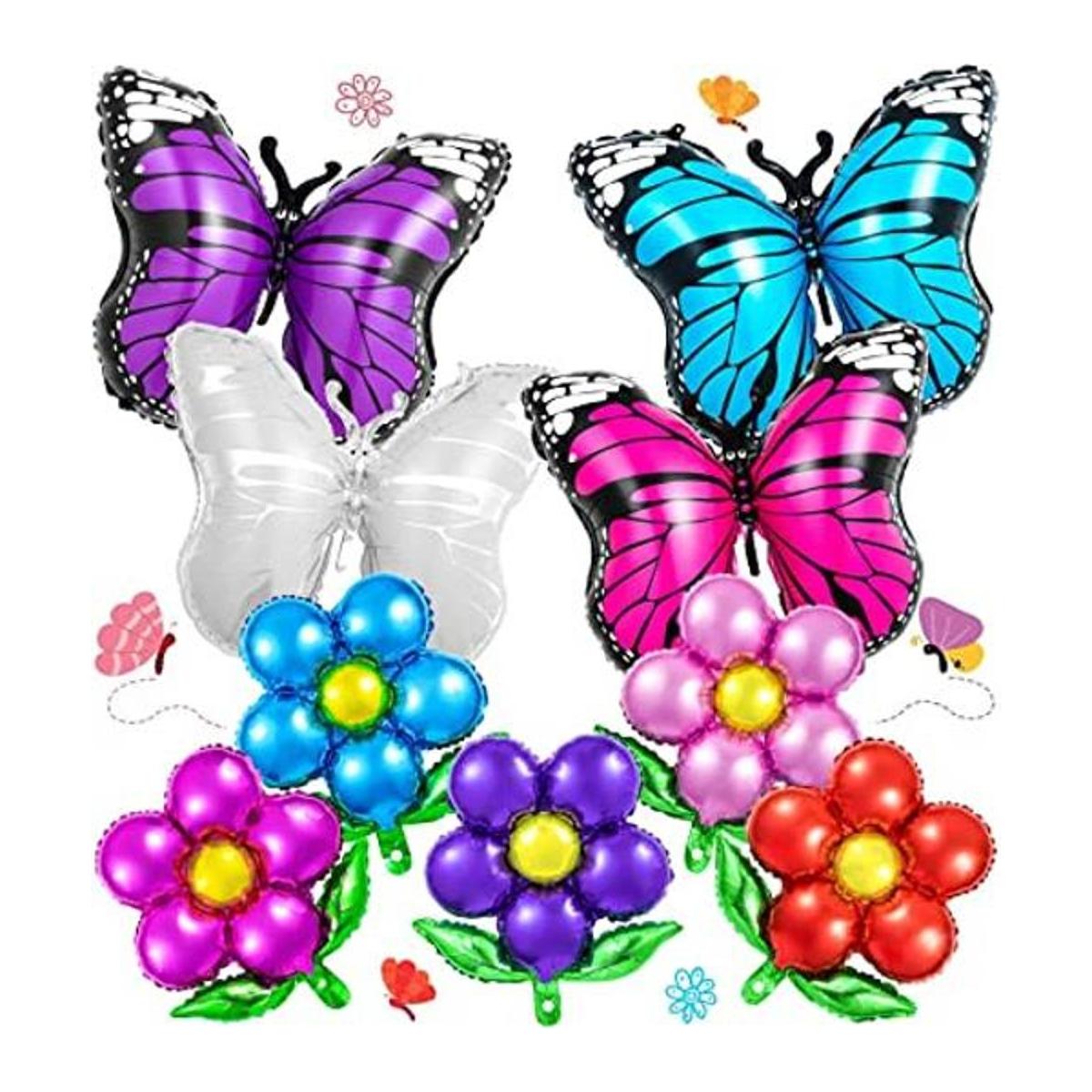 Globos de flores de mariposa 9 globos de mariposa