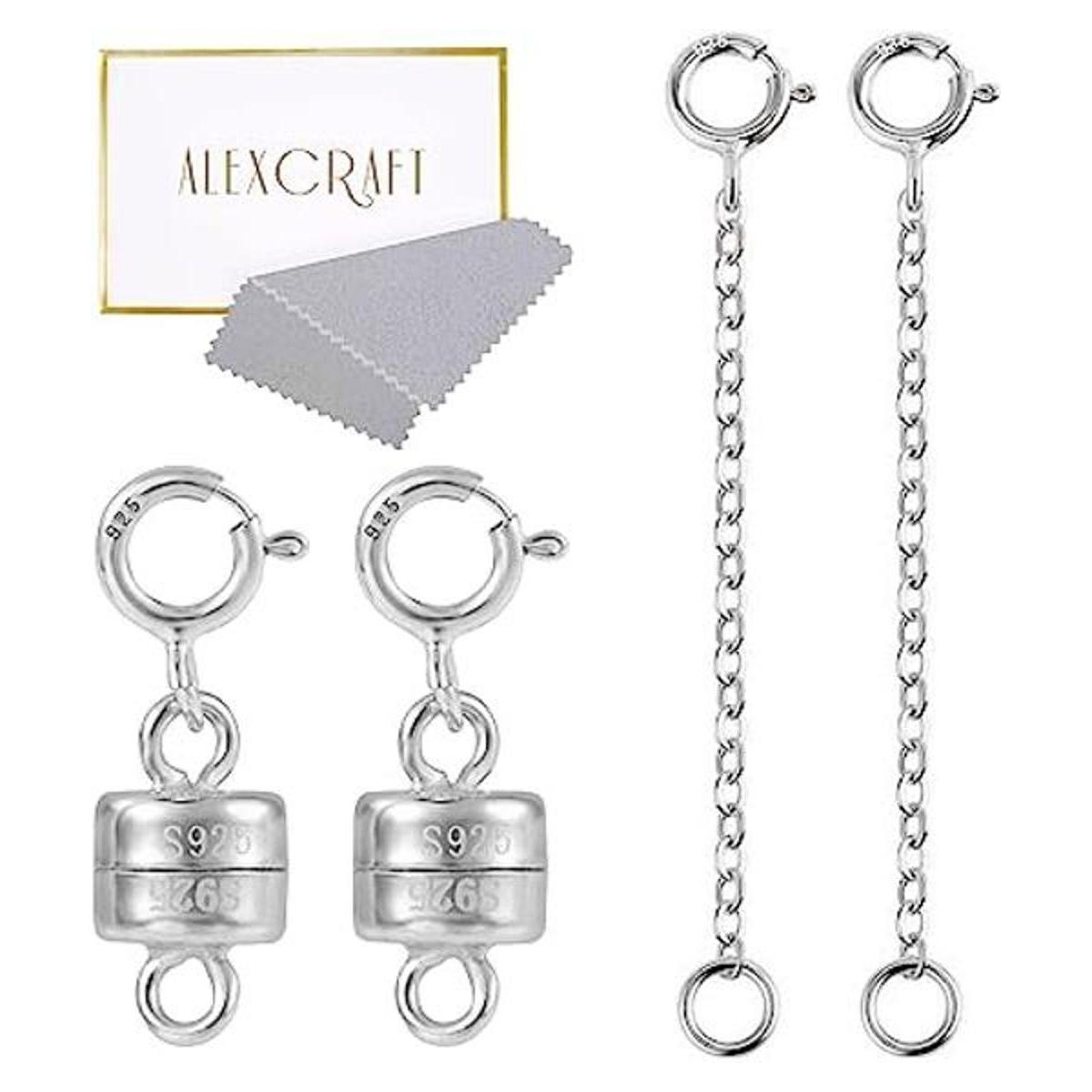 4 extensores de cadena para collares plata de ley 925