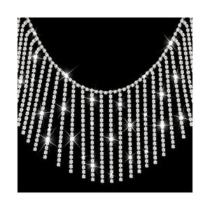 Cadena de diamantes de imitación con flecos de diamantes_1