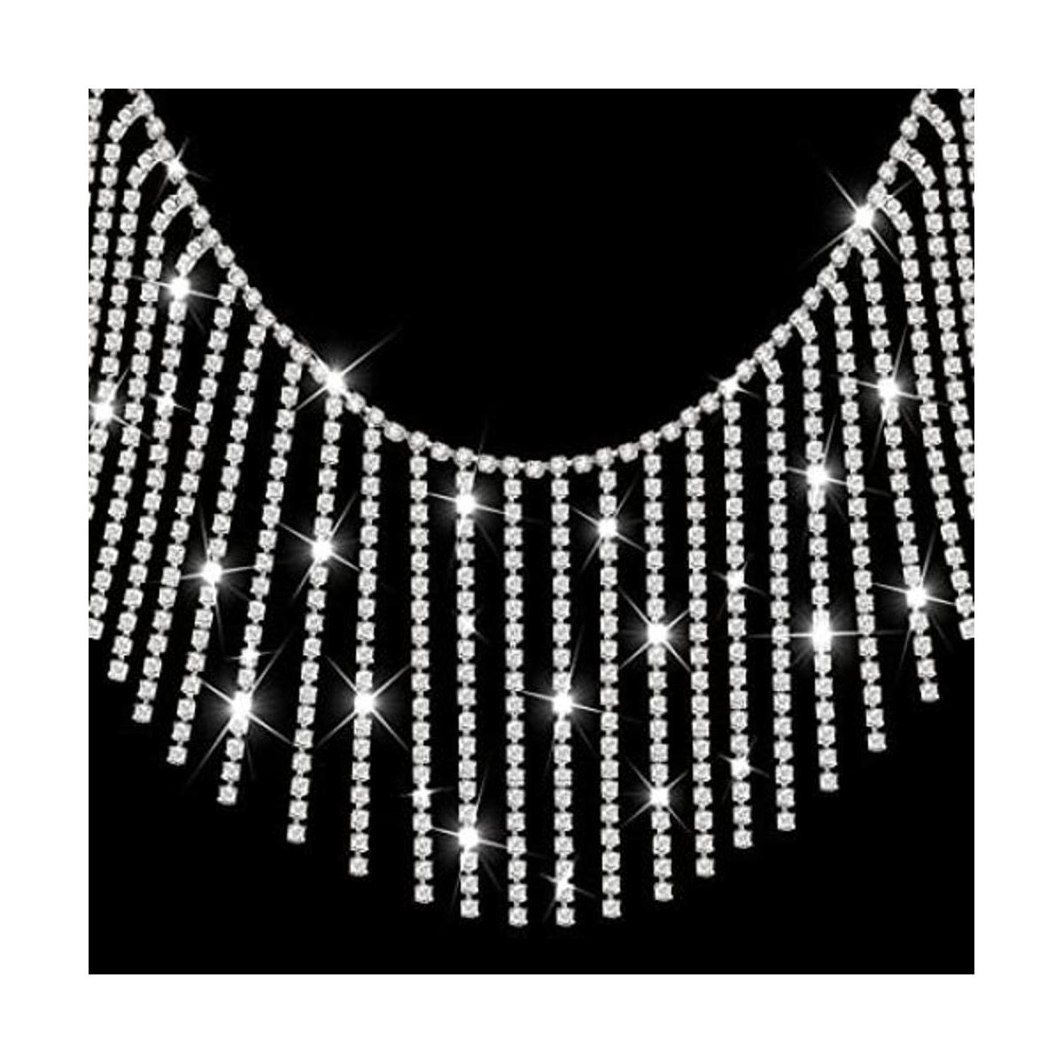 Cadena de diamantes de imitación con flecos de diamantes