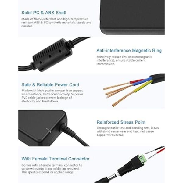 ALITOVE 24V Power Supply 4A 96W ACDC Adapter 100240V AC_5