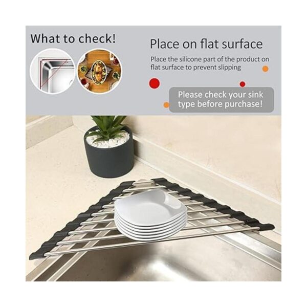 ALIMART Escurridor de platos enrollable y triángulo para