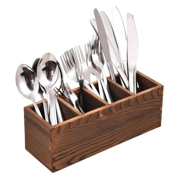 Organizador de cubiertos de madera soporte para